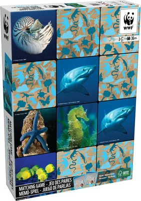 Obrázek produktu pro WWF Memo hra „Mořští živočichové“  36 dílků Ryba Velryba Žralok Ochrana zvířat Mořský svět