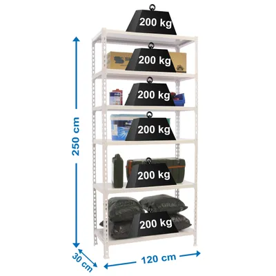 Zdjęcie produktu dla SIMONCLICK MEGAPLUS 6/300 2500 BIAŁY/BIAŁY metaliczny półka