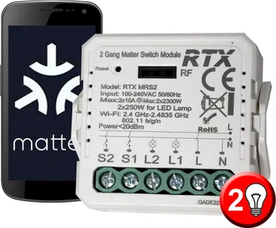 Produktbild von Controller Relais 2 Kanal MATTER WiFi HomeKit Google Home Assistant Alexa
