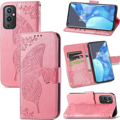 Produktbild von König Design Hülle kompatibel mit OnePlus 9 Pro Kunstleder Handyhülle - Handy Case Rosa