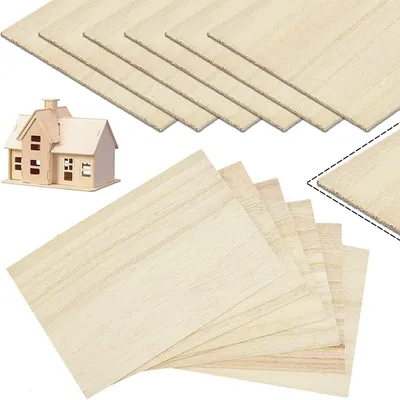 Produktbild von Balsaholzplatte Balsaholz Bastelplatte - 200 x 100 x 1 mm - 12 Stück - Unbehandelt