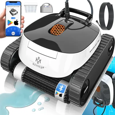 Produktbild von KESSER® Poolroboter für Boden und Wand, Poolsauger bis 100m² Pools & eine leistungsstarke Reinigung, Poolreiniger vollautomatisch mit App-Funktion & Kontrollmodul, Inkl. Abdeckung, Klettermechanismus