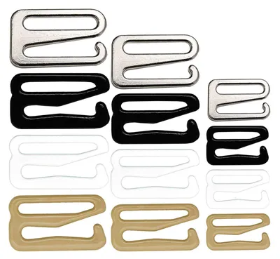 Produktbild von 25 BH-Träger Haken Trägerhaken Metall BH Dessous Bikini BH-Zubehör Metallhaken, Größe:13 mm | 16 x 12 x 1 mm, Farbe:silber