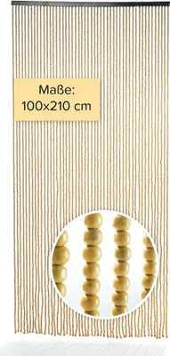 Obrázok produktu pre Kobolo korálková záclona dverová záclona COFFEE drevené korálky hnedé 50 prameňov 100x210cm - záclona ochrana proti hmyzu ochrana proti rôznym vzorom farby záclony