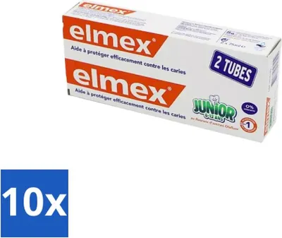 Produktbild von Elmex Junior Zahnpasta – Schutz und Stärkung für bleibende Zähne – 2 x 75 ml - Vorteilspack - 10 Stücke