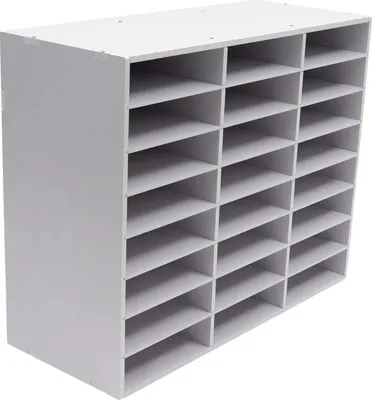 Produktbild von Postsortierer - Papierablage mit 24 Fächern - PVC und Filz - Tragkraft 60 kg - 73,7×30,2×59,6 cm - Für Büro Klassenzimmer Zuhause - Weiß