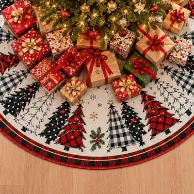 Imagen del producto de Falda para árbol de Navidad, diseño colorido, redonda, para la decoración navideña