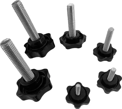 Produktbild von Set mit 10 Sternknöpfen mit Gewindestange (M5, schwarz)
