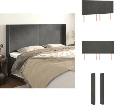 Produktbild von vidaXL Kopfteil mit Ohren Dunkelgrau 203x16x118/128 cm Samt -  Kopf- & Fußenden