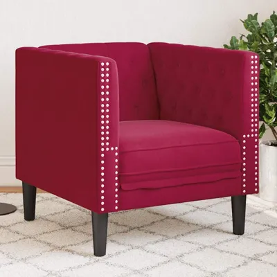 Produktbild von Weinroter Chesterfield-Sessel aus Samt