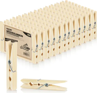Produktbild von com-four® 120x Wäscheklammern aus Bambus - Holzklammern, nachhaltig - Klammern zum Wäscheaufhängen - 7 cm