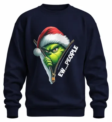 Productafbeelding van EW PEOPLE Grinch Kerstman Rits Kerstmis Grappig Uni Sweater, Marineblauw, Maat M