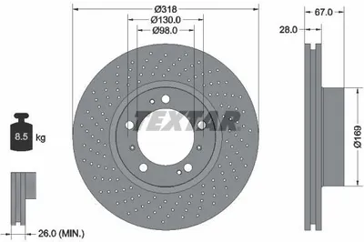 Produktbild von TEXTAR Bremsscheibe Vorne Links für PORSCHE BOXSTER (986) 318mm 92099905
