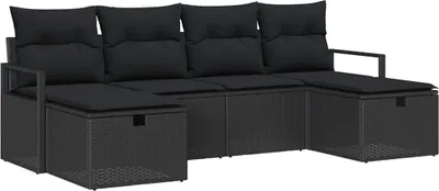 Immagine prodotto di vidaXL Set di divani con cuscini 5 pezzi in polirattan