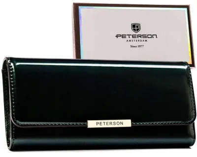 Obrázok produktu pre Peterson dámska peňaženka RFID lakovaná  tmavozelená 19 cm
