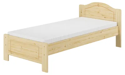 Produktbild von Bettrahmen Massivholzbett Kiefer natur Einzelbett 90x200 Futon Singlebett Zubehör wählbar V-60.37-09Rollrost und Matratze inkl.