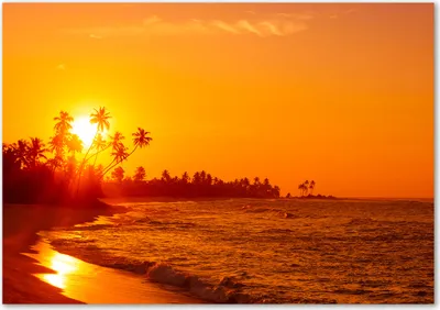Produktbild von Tulup® Glas-Bild - 100 x 70 - Wandbild aus Glas - Wandkunst - Wandbild hinter gehärtetem Sicherheitsglas - Landschaften - Sonne Strand - Orange