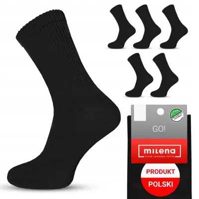 Produktbild von Milena GO! Lange Baumwollsocken für Herren Schwarz 5 Paar