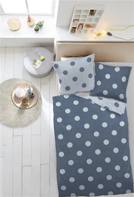 Produktbild von Dormisette Edelbiber Wende Bettwäsche 2 teilig Bettbezug 135 x 200 cm Kopfkissenbezug 80 x 80 cm 6546-50 Punkte blau
