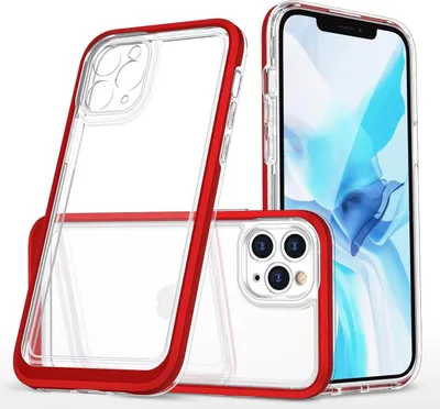 Zdjęcie produktu dla Clear 3in1 etui do iPhone 11 Pro Max żelowy pokrowiec z ramką czerwony