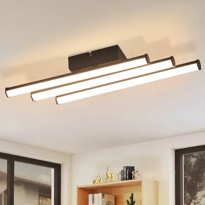 Produktbild von ZMH Deckenleuchte Schwarz LED 18W 3000K Warmweiß Modern mit 3 parallelen sechseckigen Röhren, 0.12m Breite 0.06m Höhe, für Küche Schlafzimmer Wohnzimmer Flur