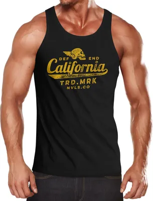 Produktbild von Herren Tank-Top California Skull Totenkopf Flügel Biker Motiv Muskelshirt Muscle Shirt Neverless® schwarz XL