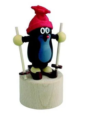 Produktbild von Drückfigur aus Holz - Der kleine Maulwurf mit Ski