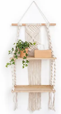Hängendes Wandregal aus Baumwollseil, Boho-Stil, 40x14x40 cm, 1 Stück