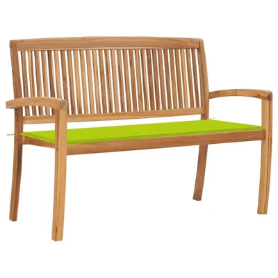 Image de Banc de jardin empilable et coussin 128,5cm Bois de teck massif