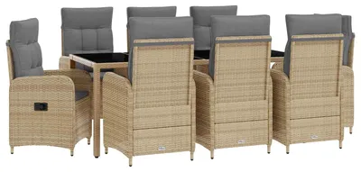 Productafbeelding van vidaXL Tuintafelset, 9 stuks, beige en lichtgrijs, van polyrotan