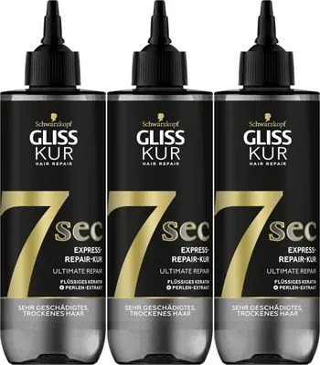 Produktbild von 3 x Schwarzkopf Gliss Kur 7 Sec Express Kur Ultimate Repair je 200ml Haarkur repariert das Haar