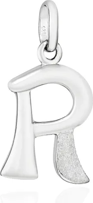 Produktbild von Kettenanhänger R Buchstabe 925 Silber teilmatt rhod. 15x9mm Alphabet Amulett