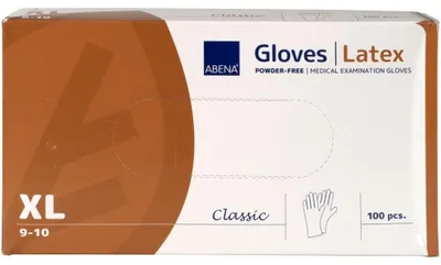 Produktbild von ABENA Latex-Handschuhe puderfrei (VPE: 100 Stück)>>>>Gr. XL