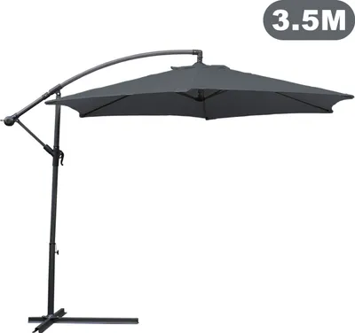 Produktbild von Jiubiaz Sonnenschirm Ampelschirm 350cm - Ampelschirm, Sonnenschutz, Gartenschirm - Grau
