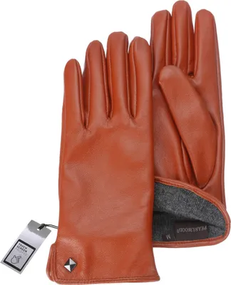 Pearlwood Damen Touchscreen-Lederhandschuhe Meg Woll-Mix-Futter in orange