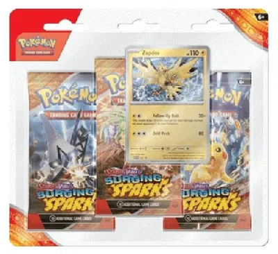 Zdjęcie produktu dla Pokemon Surging Sparks: Zapdos 3-Pack Blister