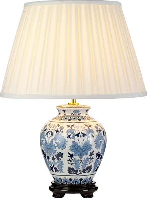 Obrázok produktu pre Stolná lampa Elstead Linyi E27 modrá a biela slonová kosť