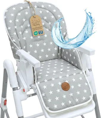 Productafbeelding van Kinderstoelkussen, stoelverkleiner voor kinderstoel, waterafstotend, grijs met sterren, voor
