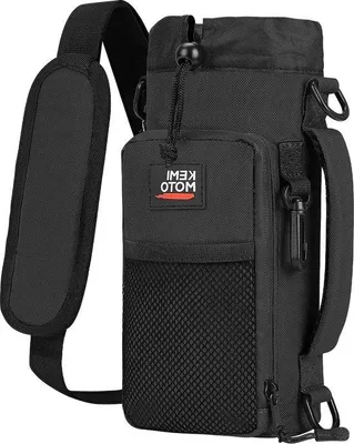 Produktbild von Famanu Wasserflaschenhalter Neopren tragbar mit verstellbarem Schulterriemen - Schwarz