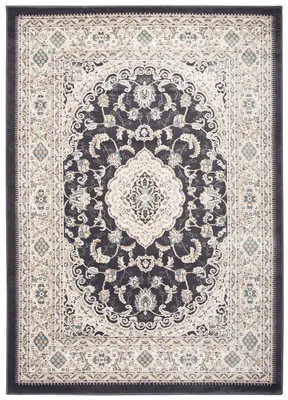 Produktbild von Teppich Wohnzimmer Schlafzimmer Kurzflor Design Klassisch Creme Schwarz Meliert 250 x 350 cm