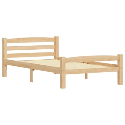A wooden bed frame on a white background.