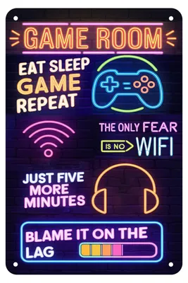 Gamer-Schild Neon 20x30 cm, lustige Gaming-Deko fürs Zimmer