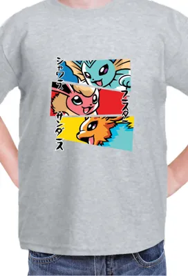 Obrázek produktu pro Dětské Triko Japan Manga Anime Comics Animation Pokeball Eevee Evolutions, 9-11 Jahr - 140 / Vřesově šedá