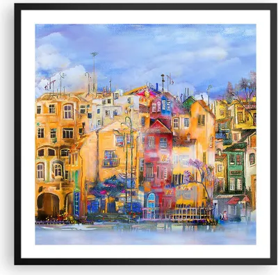 Produktbild von Gerahmtes Poster - Schwarzer Rahmen - Altstadt Mietshaus - 60x60 cm - Wand Bild - Wanddeko - Wandbilder - Kunstposter - Wandposter - Bilderrahmen - Bilder - Kunstdruck - Wandbild - P2BAC60x60-3419