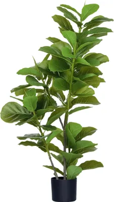 Obrázek produktu pro Ficus umělá rostlina - Umělý strom - 110 cm - 90 listů - S květináčem - Pro venkovní použití - Plast - Světle zelený