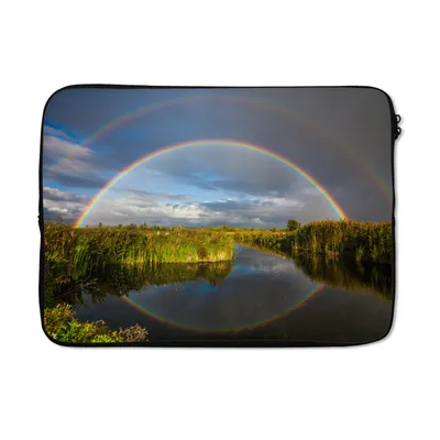 Produktbild von MuchoWow® Laptop Hülle 14 ZollRegenbogen über dem Fluss Laptoptasche - Laptoptasche - Stoßsicher - Schutzhaube