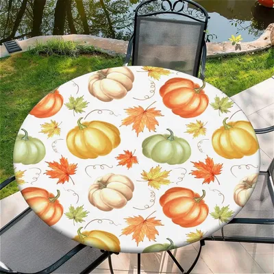 Immagine prodotto di Tovaglia rotonda con elastico, motivo zucche colorate, diametro 90 cm