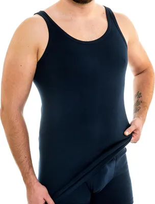 Extralanges Herren Unterhemd Rundhals marine 3er Pack