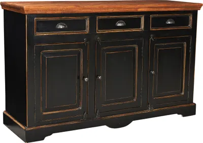 Produktbild von SIT Möbel Sideboard | aus Mangoholz und MDF | 3 Schubladen und 3 Türen | schwarz-honigfarben | B 150 x T 40 x H 90 cm | 05803-11 | Serie CORSICA