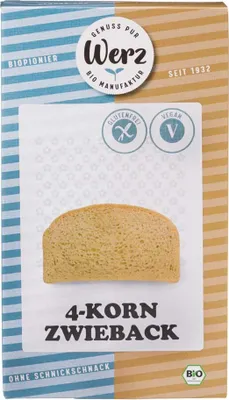 Produktbild von naturkorn mühle Werz - 4-Korn-Vollkorn-Zwieback glutenfrei - 150g